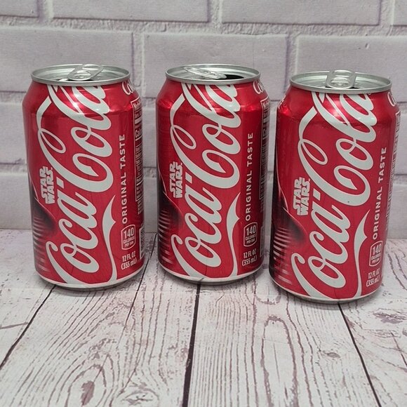 Lot Of 3- Coke Emperor Palpatine OPENED STAR WARS Limited Edition Empty Cans - Picture 2 of 4